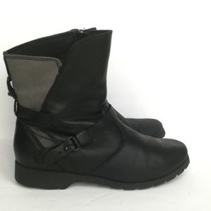 Teva De La Vina Low Black Leather Gray Wool Boots
